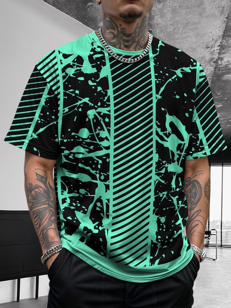 Nuovo design estivo da uomo, retrò, comodo, casual, elasticizzato, slim, basic, a maniche corte_voghion.com