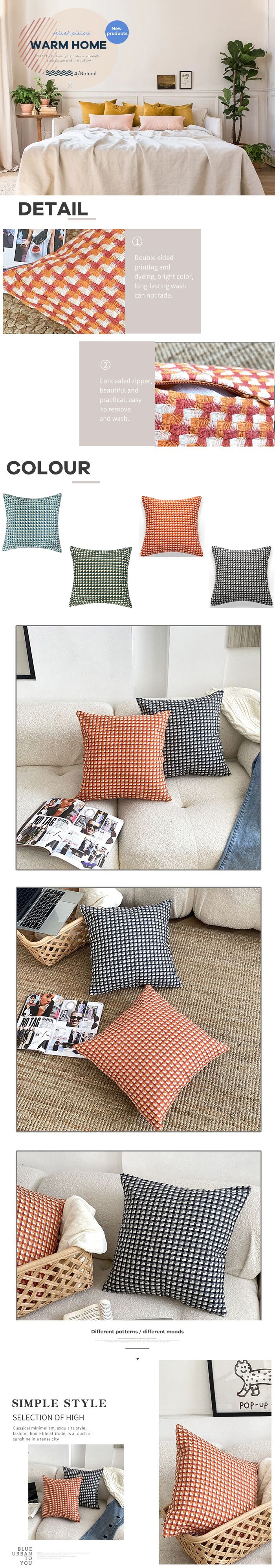 Pillow Covers Nordic Decorative Square Cushion Cover 18x18 Inch Soft Throw Pillowcase For Couch Sofa Bed Car Chair Living Room_voghion.com