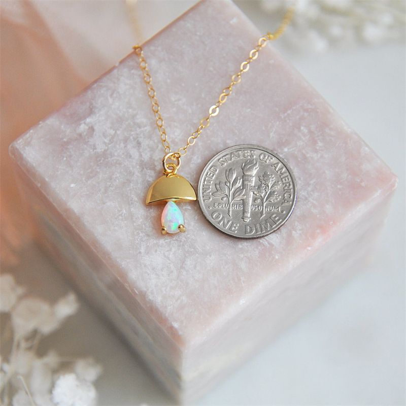 Set di collana e orecchini con ciondolo a forma di fungo in opale da donna, pezzo chic bohémien con ciondolo in pietra naturale, catena regolabile_voghion.com