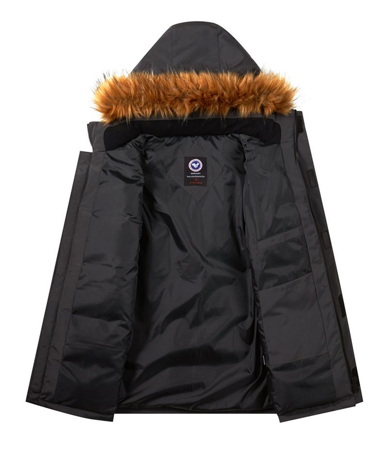 Herrenbekleidung Neue Winter Abnehmbarer Waschbärpelzkragen Mit Kapuze Große Gänsedaunenjacke Paar Arbeitskleidung Verdickter Mantel_voghion.com