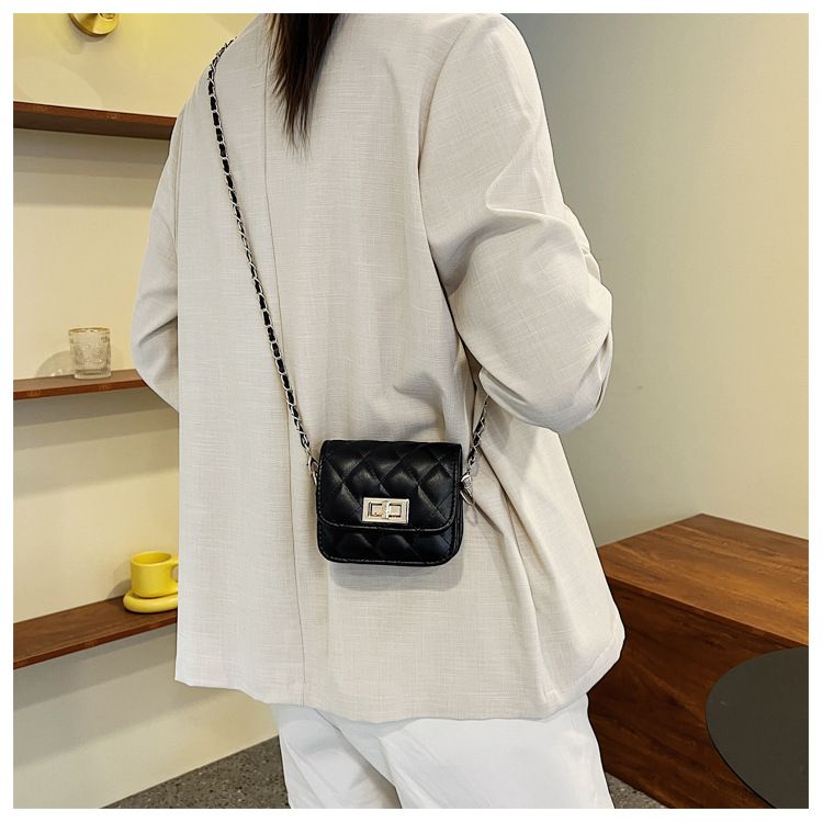 Retro Damestas Trend Mode Casual Diamant Lattice Ketting Crossbody Tas Kleine Vierkante Tas_voghion.com