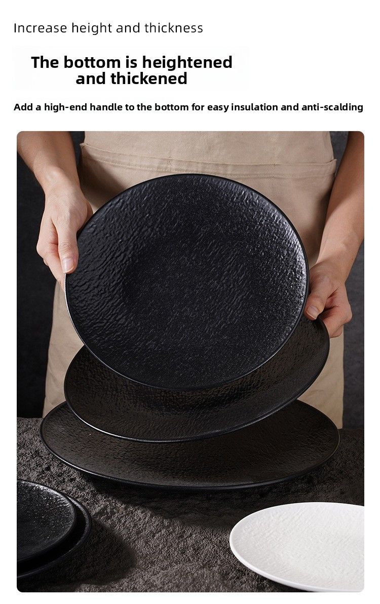 Nuovi piatti piani rotondi di alta qualità in melamina per pasta commerciale, bistecca occidentale, sala da pranzo_voghion.com