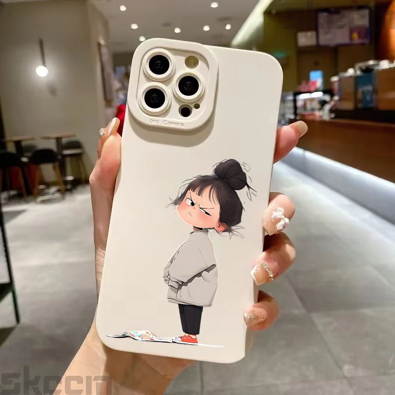 Cute Cartoon Little Girl Printed Silicone Case For Samsung Galaxy S25 Ultra S24 Plus S23 S22 S21 S20 FE A55 A54 A15 A35 Cover_voghion.com