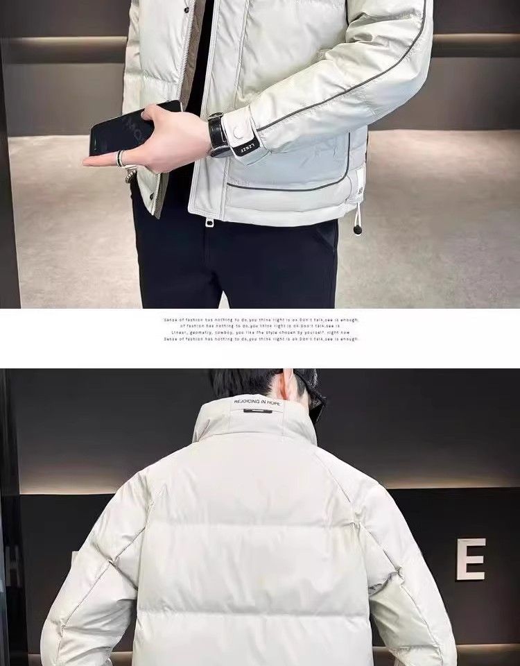 Neue einfarbige Jacke für Männer mit einem Gefühl luxuriöser Freizeitmode. Daunenjacke für Männer, dick und trendig_voghion.com