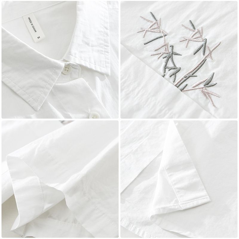 Trendy Embroidered Short Sleeved Shirt For Men, Fashionable And Versatile, Artistic And Casual Loose Top_voghion.com