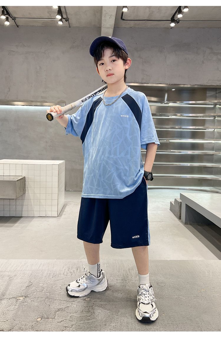 Kids’ Clothing Boys Summer Quick Drying Sports Suit New Style Medium And Large Children's Summer Children's Short Sleeved Two Piece Suit_voghion.com