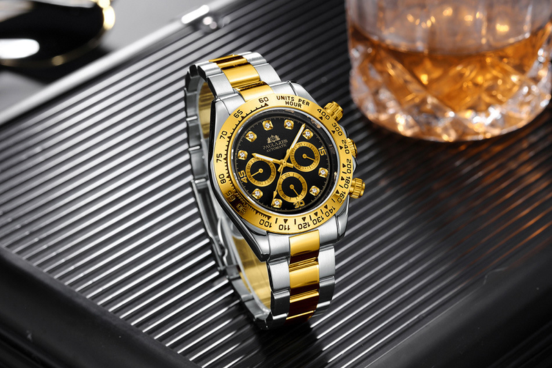 Fully Automatic Mechanical Multifunctional Luminous Diamond Face Steel Band Men's Watch AUTOMATIC WATCH_voghion.com
