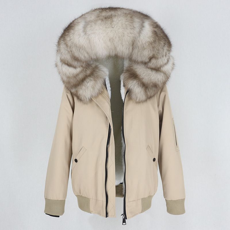 Women's Clothing New Style Parka With Thickened Artificial Fur Lining, Detachable Real Fur Large Fur Collar Jacket For Women_voghion.com