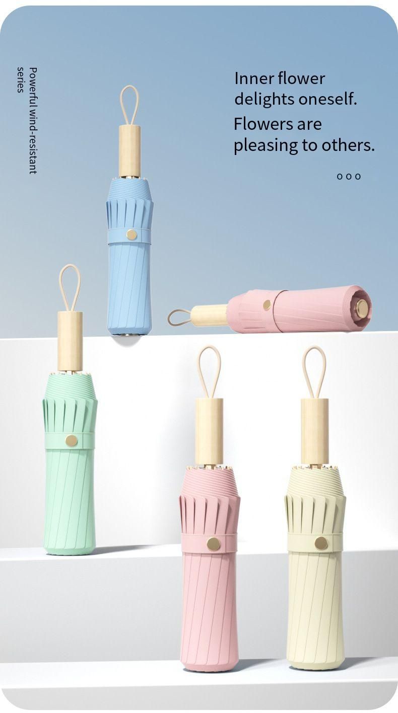 Ombrello pieghevole da donna a 16 stecche, doppio uso per sole, pioggia, protezione UV, parasole rinforzato e ispessito_voghion.com