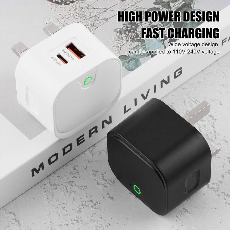 40W Dual PD Typ USB-C Schnellladegerät für iPhone 13 12 11 14 Pro Max Plus UK-Stecker_voghion.com