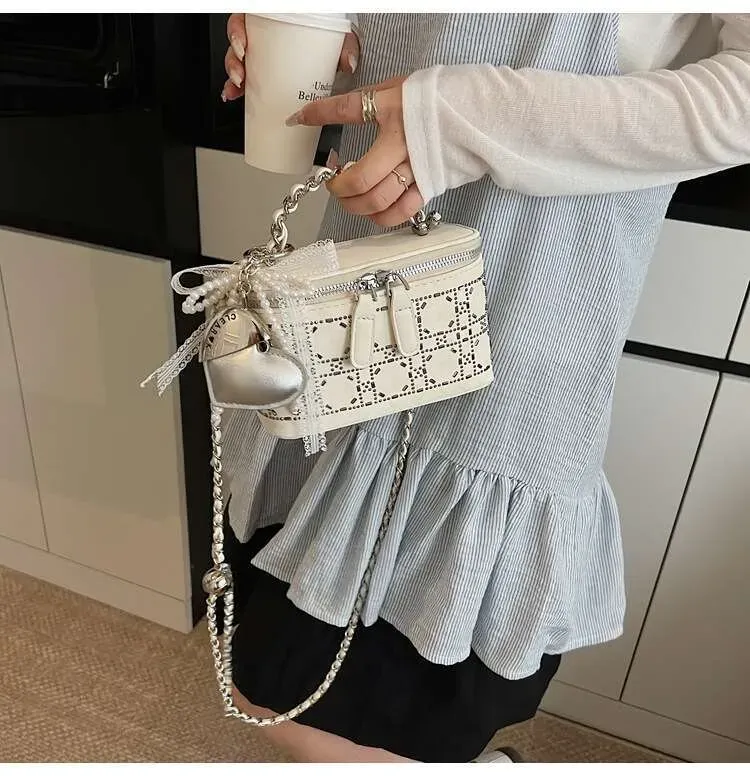 Borsa a tracolla piccola quadrata semplice in stile coreano, con catena di alta qualità, per donna, estiva_voghion.com