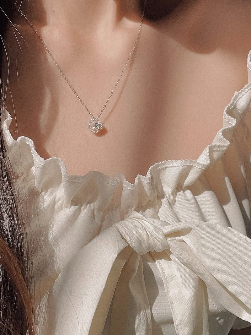 Halskette mit Kleeblatt-Anhänger, zierliche Halskette, Geschenke für Sie_voghion.com