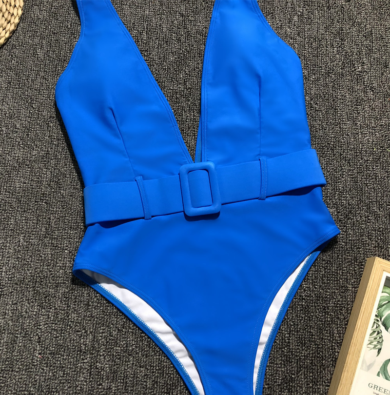 Traje de baño de una pieza para mujer, bikini de una pieza con hebilla y cinturón con estampado de leopardo_voghion.com