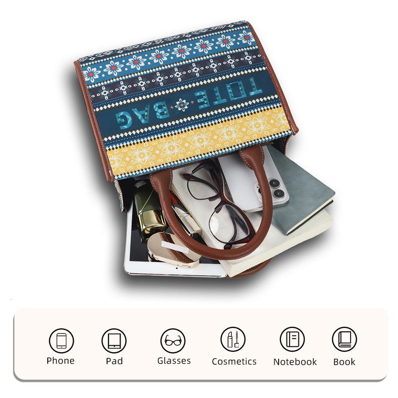 ethnic literary style printed mother and child bag large capacity tote bag storage travel shoulder messenger bag_voghion.com