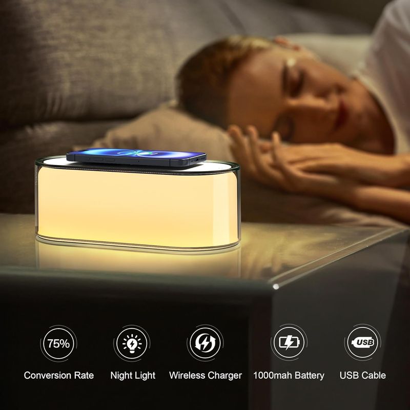 Lampada da comodino con ricarica PD 15W - 4 luci naturali per cameretta dei bambini_voghion.com
