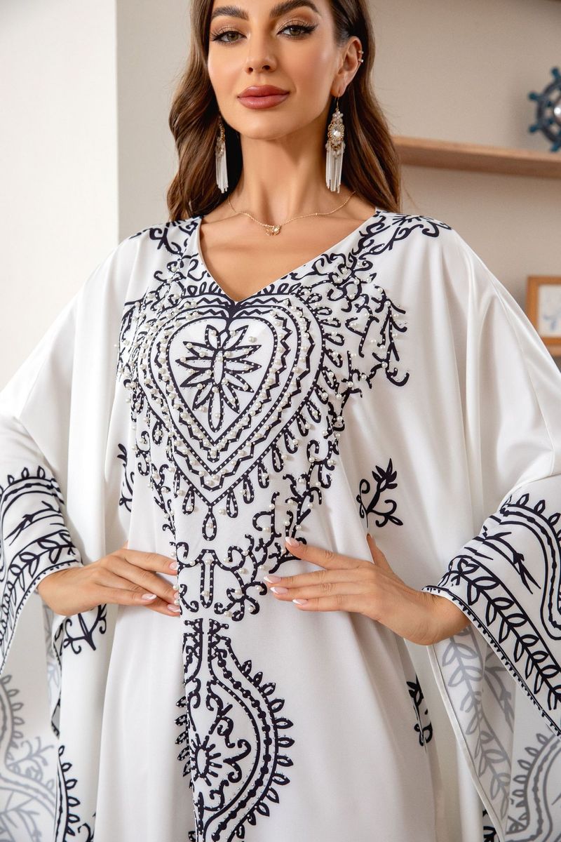Bat Sleeve Muslin Women's Robe Large Size Loose Women's Long Skirt Abaya_voghion.com