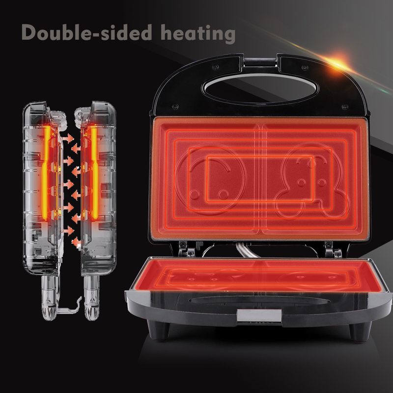 Griglia per hot dog da 220 V, girarrosto per salsicce e scaldapanini per la colazione, elettrodomestico con superficie antiaderente, design compatto, standard UE_voghion.com