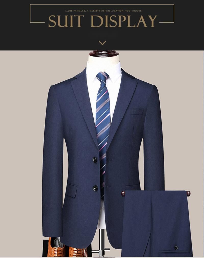 Solid color light business set for men's autumn new youth slim fit two button suit pants_voghion.com