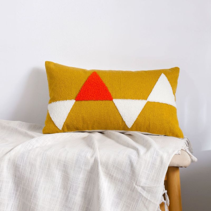 Embroidered Throw Pillow Boho Chic Decorative Cushion For Sofa Bed Handmade 18x18 Inch Cotton Linen Blend_voghion.com