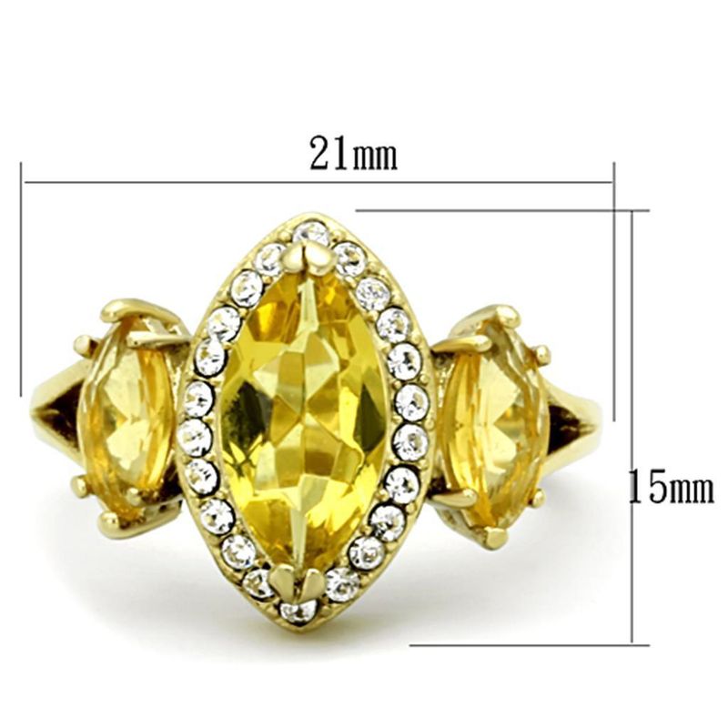TK1578 - IP Gold(Ion Plating) Stainless Steel Ring with Synthetic Synthetic Glass in Topaz_voghion.com