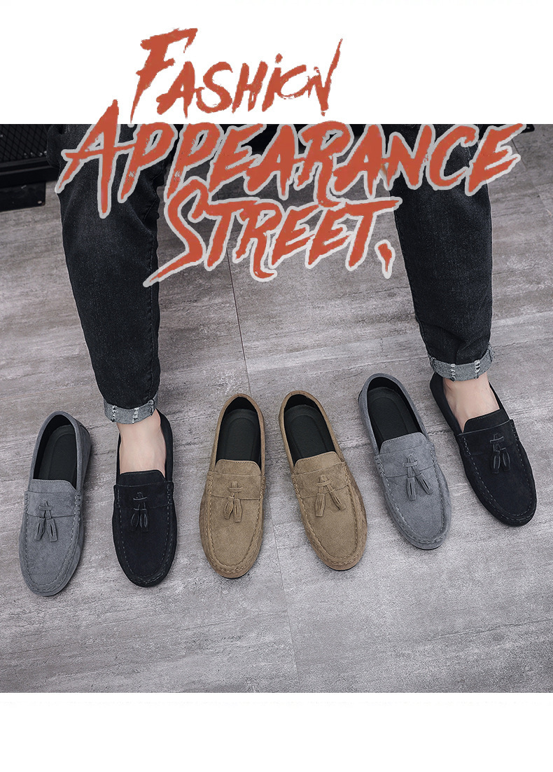 Herrskor Ny stil Trendiga herrskor Slip-on Casual Läderskor Tofs Mjuka Sulor Körskor Herr_voghion.com