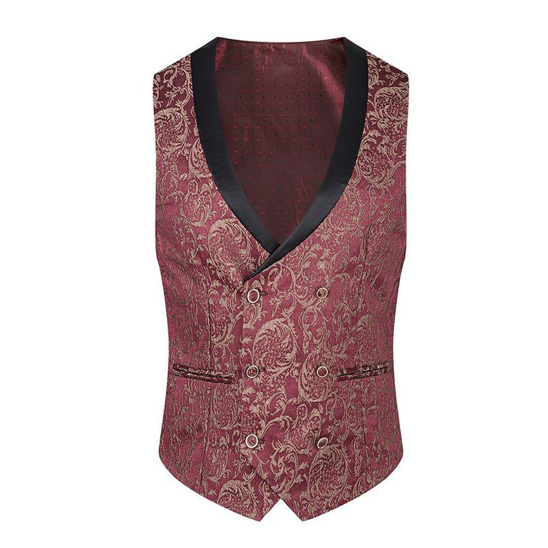 Vīriešu apģērbs Jauns vīriešu uzvalks Trīsdaļīgs uzvalks Korejas stilā Moderns Modes Krāsu Saskaņošana Apdrukāts Uzvalks Kleita_voghion.com