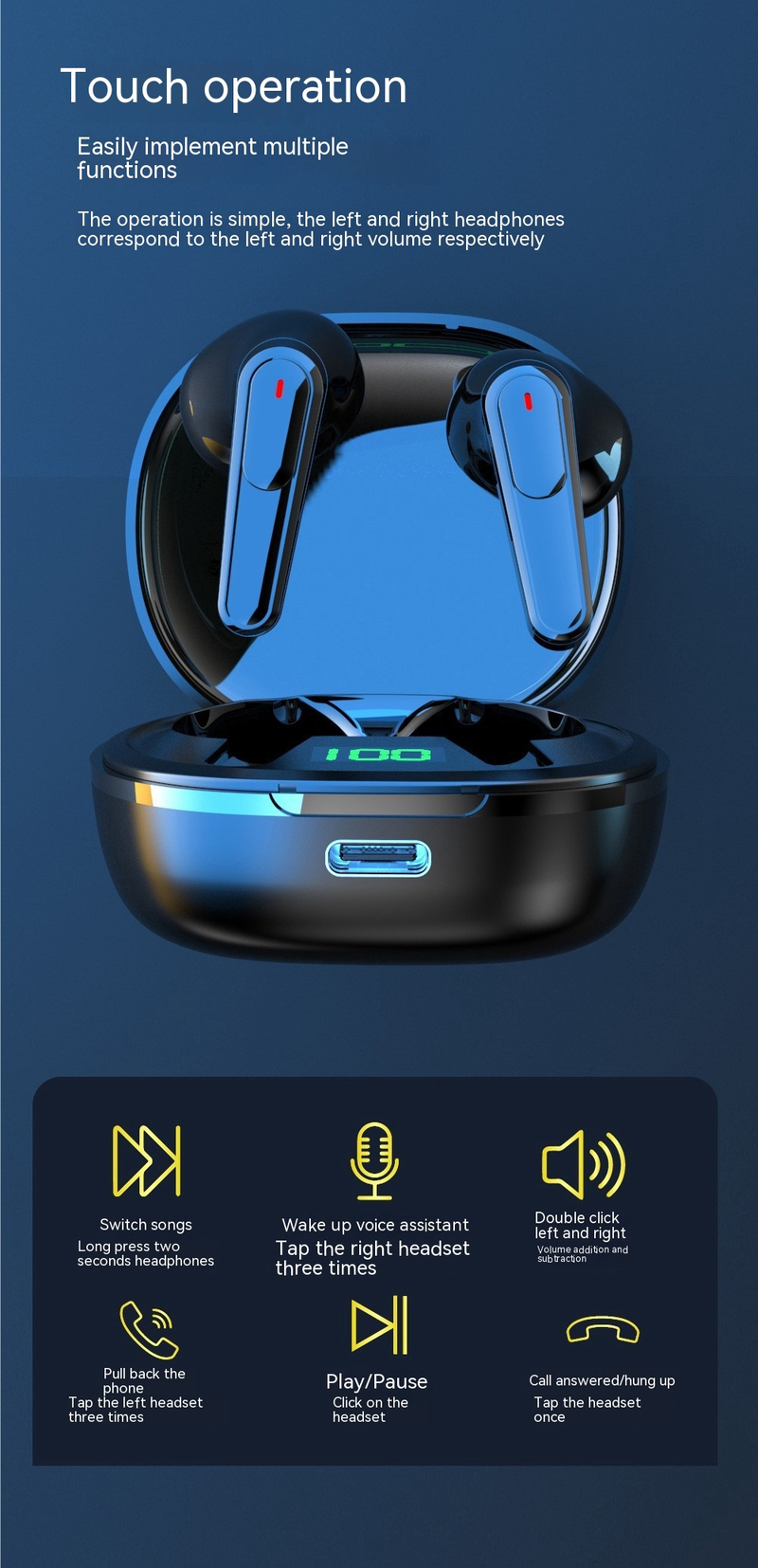 PRO50 Digital Wireless TWS ENC Noise Reduction Headphones Bluetooth 5.0_voghion.com