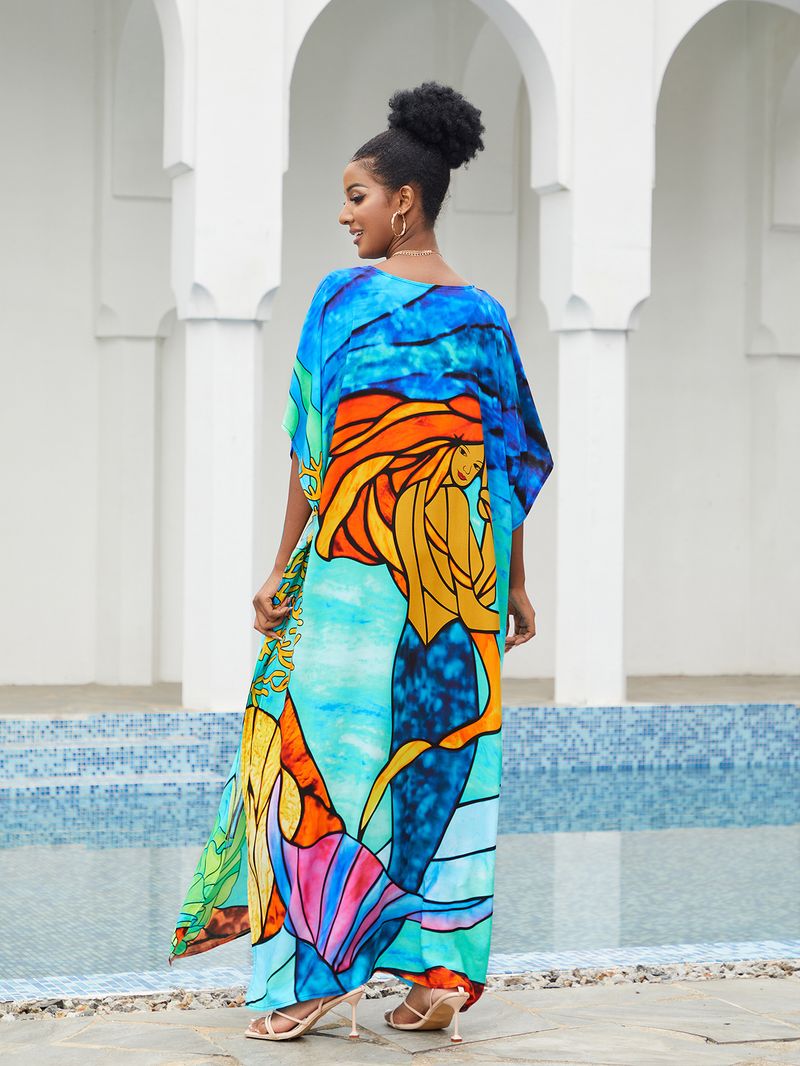 Boho Chic Cotton Beach Cover-Up – Loose Robe Style Swimsuit Outerwear For Vacation & Poolside Relaxation_voghion.com