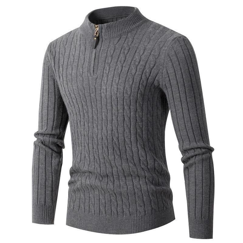 Maglione lavorato a maglia da uomo Maglione a coste semplici tinta unita moda giovanile_voghion.com