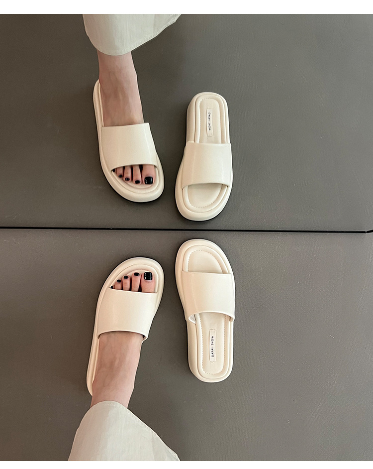 Sandali e pantofole estivi con suola spessa a forma di vacanza semplice stile vacanza Capispalla da donna con punta aperta in microfibra europea americana_voghion.com
