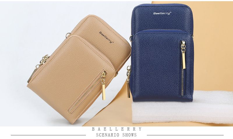 Shoulder Bag Fashionable and Versatile Zipper Vertical Double-layer Mobile Phone Bag Anti-theft Small Square Bag for Shopping and Dating Baellerry_voghion.com