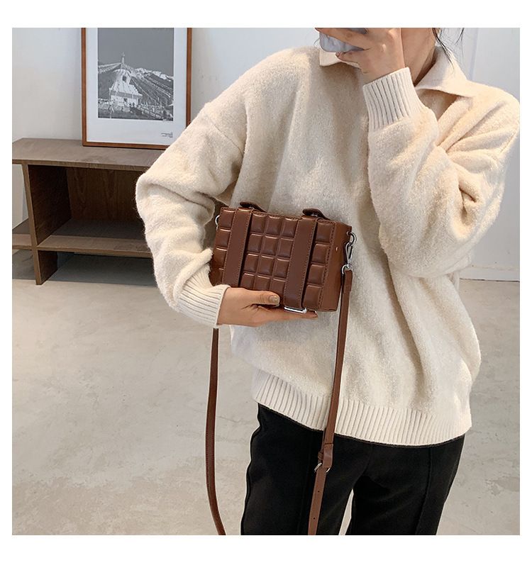 Geantă de umăr pentru femei, geantă crossbody, geantă de mână cu curea dublă, cu bloc de ciocolată, tip crossbody_voghion.com