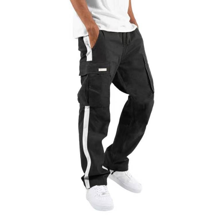 Pantaloni cargo da uomo nuovi, primavera-autunno 2025, con coulisse e design a blocchi di colore_voghion.com