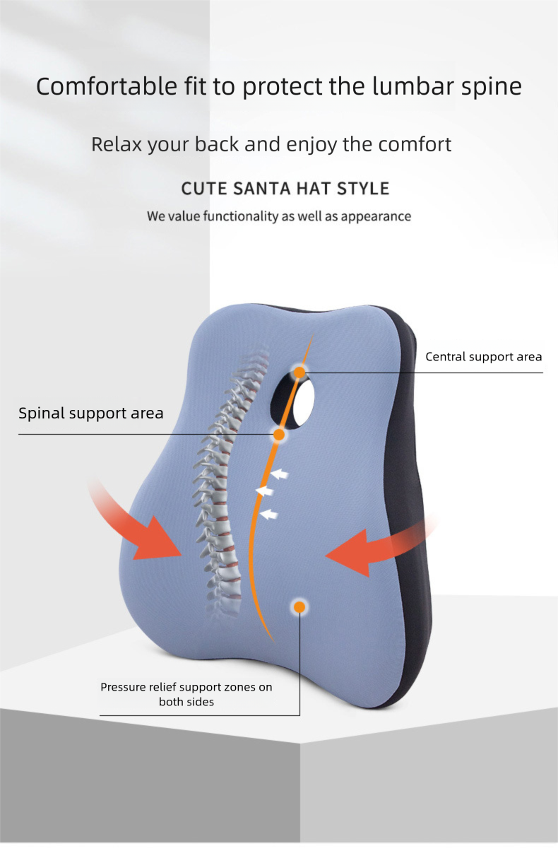 Memory Foam Lendenwirbelstütze für Bürostühle, langes Sitzen, bequemes, langsames Rebound-Taillenstützkissen_voghion.com