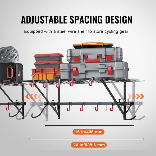 Bike Storage Rack Wall Mount Garage Bike Holder & 2 Shelves For 4 Bicycles_voghion.com