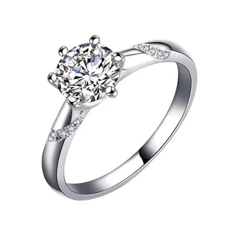 Moissanite Ring Klassische Sechs-Zinke Ein Karat Einstellbare Paar Ringe Für Frauen Live-Streaming_voghion.com