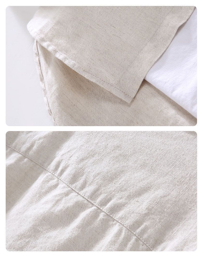 Camicia da uomo a maniche lunghe in lino, giacca da uomo in cotone e lino, casual e alla moda_voghion.com