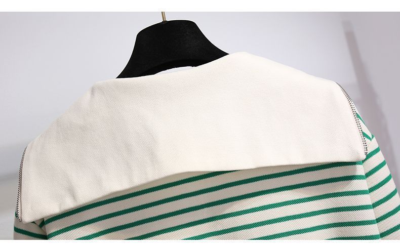 Completo trendy con felpa con cappuccio a maniche lunghe e colletto blu navy e pantaloni larghi con coulisse - Comodo abbigliamento casual da strada, tessuto in poliestere traspirante_voghion.com