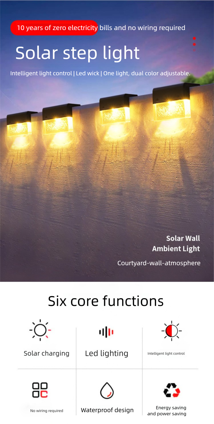 Neu LED Treppen Acryl Garten Im Freien Wasserdichte Atmosphäre Solar Zaun Licht_voghion.com