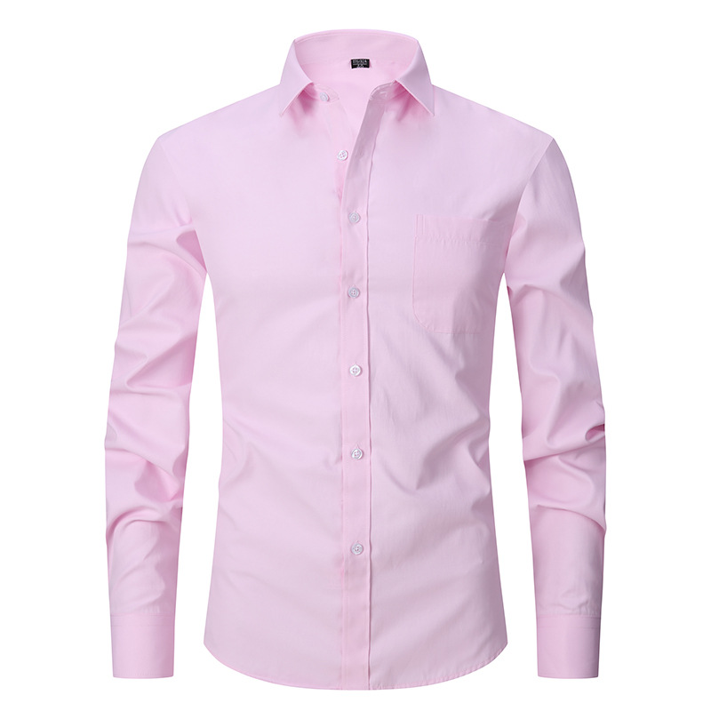 CT Hot Selling Spring New Solid Color Plus Size Business Casual Plaid Cotton Long Sleeve Shirt For Men_voghion.com