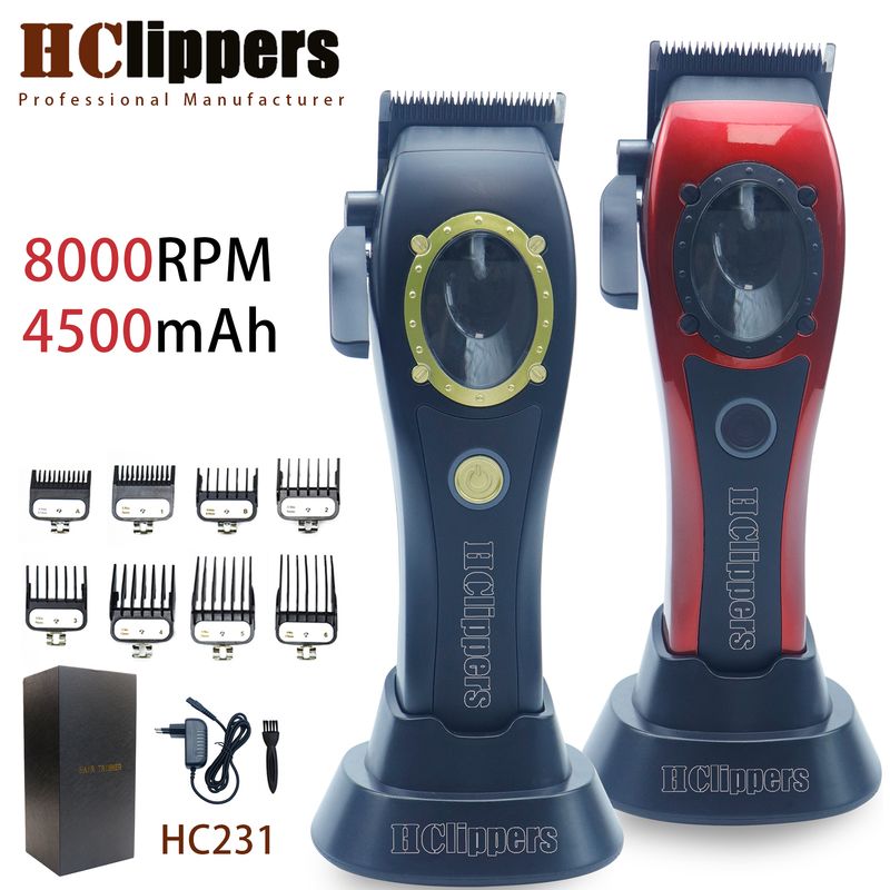 HClippers HC231 Máquina de cortar cabelo elétrica profissional masculina com 8000 RPM, bateria de grande capacidade de 4500 mAh, aparador de pelos para barbeiro_voghion.com