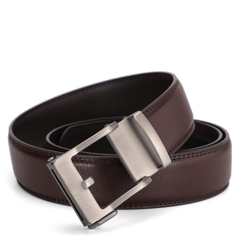 Men's Second Layer Leather Belt With Alloy Automatic Buckle - High Quality Casual Dress Belt_voghion.com