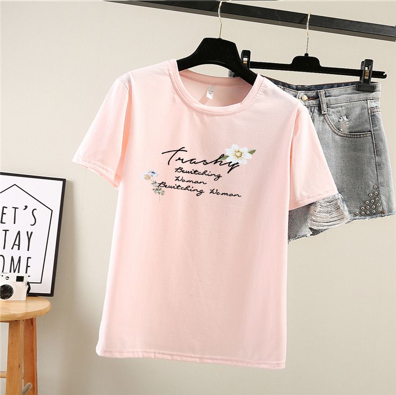 Maglietta estiva da donna a maniche corte, nuova, taglia grande, casual, per studenti_voghion.com