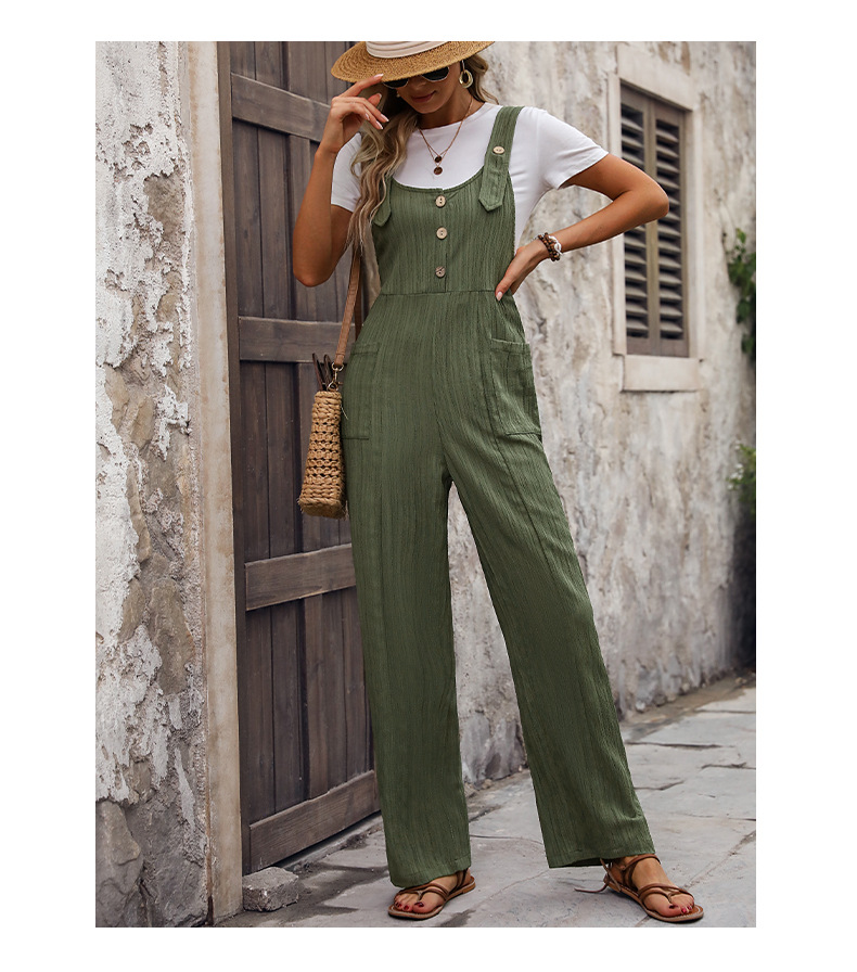 Tuta a pieghe larghe in tinta unita con trama casual_voghion.com