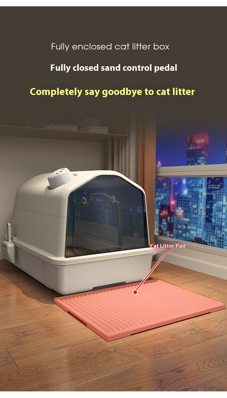 Cat Litter Box, Fully Enclosed, Odorless And Deodorizing, Extra Large Size For External Splashing In Cat Toilets, Cat Litter Box_voghion.com