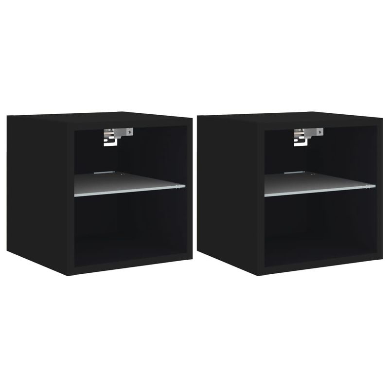 TV-Wandschränke mit LED-Leuchten 2 Stk. Schwarz 30x28,5x30 cm_voghion.com
