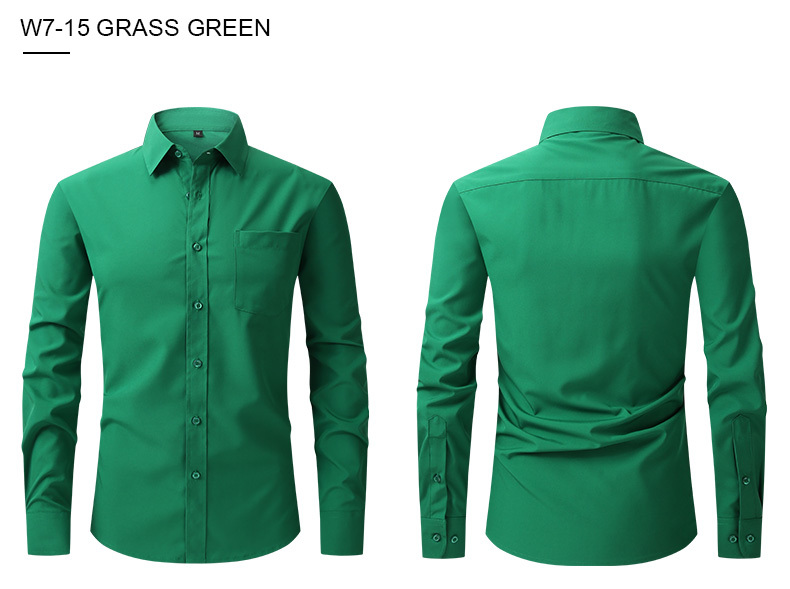 Camicia elasticizzata su quattro lati, da uomo, stile business casual, a maniche lunghe, camicia professionale da uomo_voghion.com
