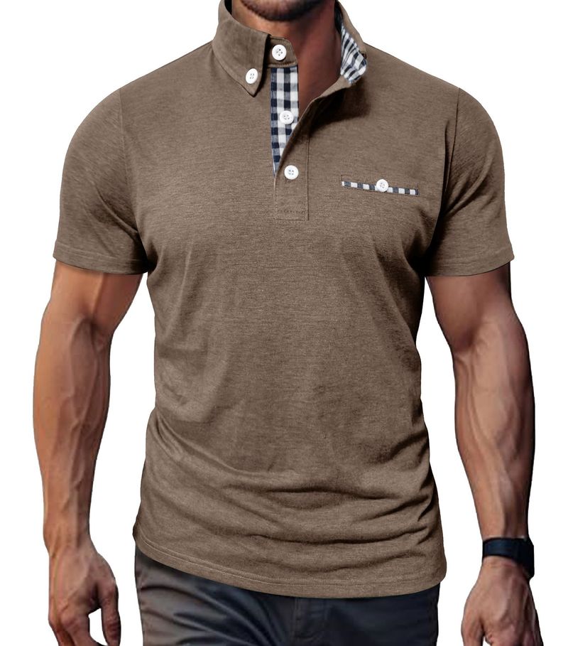 Neues kariertes Kurzarmoberteil für den Sommer für Herren_voghion.com