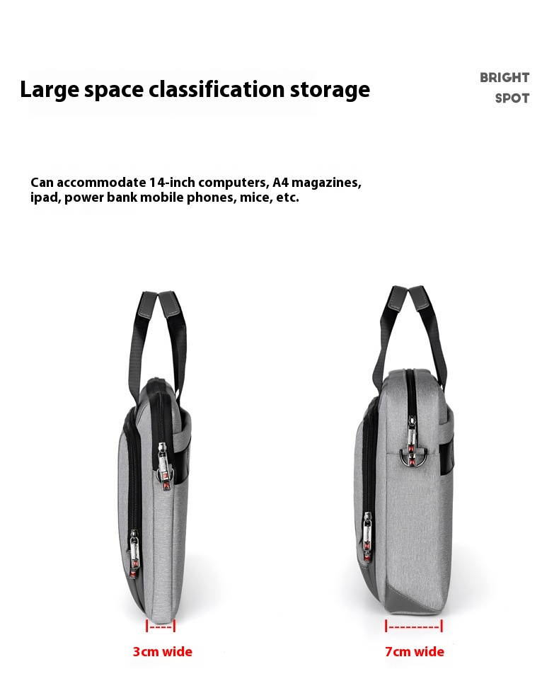 Bolsa para laptop empresarial simples e de grande capacidade, pasta portátil masculina e feminina de 13,3/14/15,6 polegadas, à prova d'água e resistente a terremotos_voghion.com