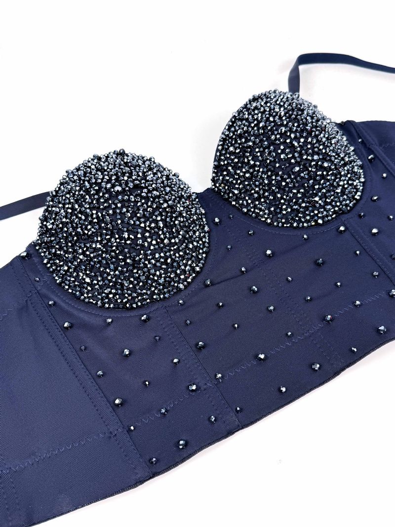 Women's Clothing Shiny Beads Handmade High End Outer Wear Small Camisole Herringbone Bra_voghion.com